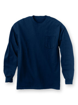 100% Ultra Cotton® or Cotton Blend Long-Sleeve T With Pocket