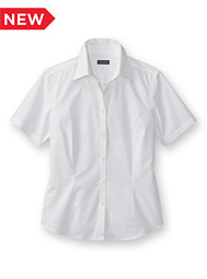 Van Heusen Women's Short-Sleeve Pinpoint Dress Shirt