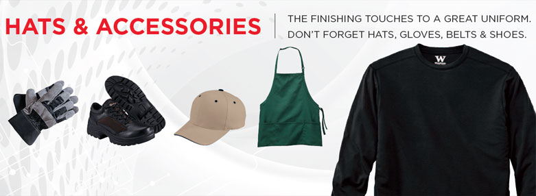 Aramark Hats and Accessories including a complete line of footwear, gloves, belts and hats